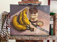 Load image into Gallery viewer, Bananas and Nocciolata: Original Still Life Oil Painting on Canvas (11x14)
