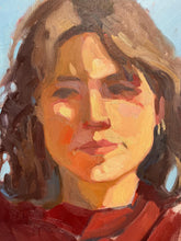 Load image into Gallery viewer, Female portrait allaprima oil painting on canvas woman face