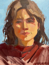 Load image into Gallery viewer, Female portrait allaprima oil painting on canvas woman face