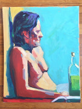 Load image into Gallery viewer, Allaprima Oil Painting portrait, pop art style life painting, male figure, male portrait allaprima painting, gift for him, original art