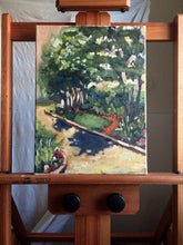 Load image into Gallery viewer, Original landscape painting, plein air Oil painting on canvas, floral painting, gifts for her, home decor, wall art, new england garden