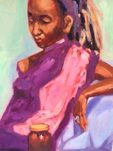 Load image into Gallery viewer, Allaprima Oil Portrait Woman Figure African, Oil Painting on Canvas, Original Portrait painting, figure painting, gift for her, wall art