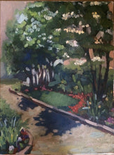 Load image into Gallery viewer, Original landscape painting, plein air Oil painting on canvas, floral painting, gifts for her, home decor, wall art, new england garden