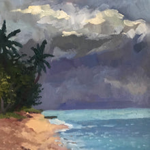 Load image into Gallery viewer, Original Seascape Oil Painting on Canvas, Caribbean Tropical Beach painting Guadeloupe Island art. Ocean tropical painting on canvas