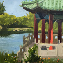 Load image into Gallery viewer, Original Painting Oil on Canvas San Francisco Chinese Pavillion Golden Gate Park Painting Plein Air Allaprima