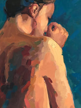 Load image into Gallery viewer, Oil Painting Female figure Allaprima Blue woman nude painting female body fine art impressionist painting oil on canvas studio figure