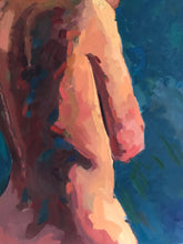 Load image into Gallery viewer, Oil Painting Female figure Allaprima Blue woman nude painting female body fine art impressionist painting oil on canvas studio figure