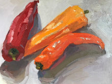 Load image into Gallery viewer, Still life painting Colored Peppers Original Oil Painting Allaprima Unique Artwork Still Life Painting Original Art