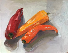 Load image into Gallery viewer, Still life painting Colored Peppers Original Oil Painting Allaprima Unique Artwork Still Life Painting Original Art