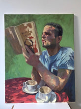 Load image into Gallery viewer, Portrait Painting on Canvas Original Portrait Young Man Reading. Oil Painting on canvas, figurative art, portraiture.