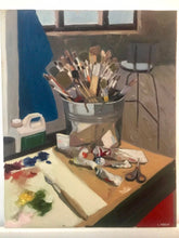 Load image into Gallery viewer, Still life painting, the artist's atelier. Original painting on canvas figurative art