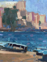 Load image into Gallery viewer, Oil Painting Morocco Rabat Salé Bouregreg original painting on canvas moroccan landscape painting