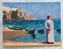 Load image into Gallery viewer, Oil Painting Morocco Rabat Salé Bouregreg original painting on canvas moroccan landscape painting