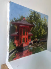 Load image into Gallery viewer, Plein Air Oil Painting Regent's canal London. Oil on canvas, original art, painted on location in London park. Feng shang princess painting