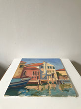 Load image into Gallery viewer, Murano Italy original painting on panel. Italian landscape painting. Venice landscape painting. Figurative oil painting on board