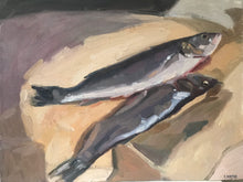 Load image into Gallery viewer, Still life Fish painting original oil painting on canvas sea bass food art