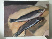 Load image into Gallery viewer, Still life Fish painting original oil painting on canvas sea bass food art