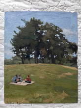 Load image into Gallery viewer, Hampstead Heath Painting picnic original art London park Oil on panel landscape painting