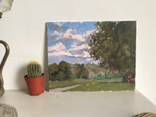 Load image into Gallery viewer, Landscape painting Hampstead Heath Park London Plein Air Painting Oil on Canvas Original London Panoramic View