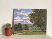 Load image into Gallery viewer, Landscape painting Hampstead Heath Park London Plein Air Painting Oil on Canvas Original London Panoramic View