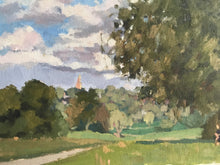 Load image into Gallery viewer, Landscape painting Hampstead Heath Park London Plein Air Painting Oil on Canvas Original London Panoramic View