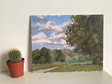 Load image into Gallery viewer, Landscape painting Hampstead Heath Park London Plein Air Painting Oil on Canvas Original London Panoramic View