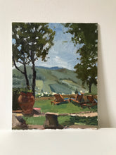 Load image into Gallery viewer, Tuscany Italy original painting on panel. Italian landscape painting. Tuscan summer landscape painting. Figurative oil painting of Italy