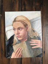 Load image into Gallery viewer, Portrait young woman reading Zorn limited palette original art on canvas