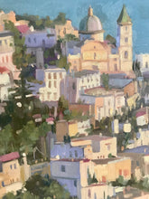 Load image into Gallery viewer, Praiano landscape painting Cityscape houses Amalfi coast original art on canvas oil painting Italy
