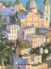 Load image into Gallery viewer, Praiano landscape painting Cityscape houses Amalfi coast original art on canvas oil painting Italy