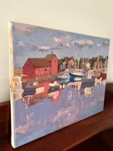 Load image into Gallery viewer, Oil Painting Rockport harbor Massachusetts landscape painting on canvas New England art boats seascape