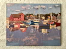 Load image into Gallery viewer, Oil Painting Rockport harbor Massachusetts landscape painting on canvas New England art boats seascape