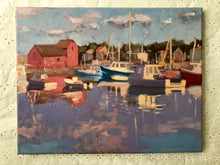 Load image into Gallery viewer, Oil Painting Rockport harbor Massachusetts landscape painting on canvas New England art boats seascape