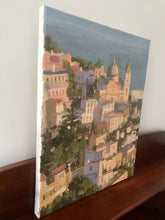 Load image into Gallery viewer, Praiano landscape painting Cityscape houses Amalfi coast original art on canvas oil painting Italy
