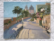 Load image into Gallery viewer, Praiano landscape oil painting San Gennaro Amalfi coast original art on canvas oil painting Italy cityscape
