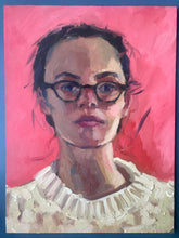Load image into Gallery viewer, Original oil painting on panel Female portrait woman with glasses portraiture