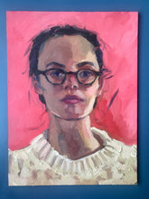 Load image into Gallery viewer, Original oil painting on panel Female portrait woman with glasses portraiture