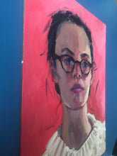 Load image into Gallery viewer, Original oil painting on panel Female portrait woman with glasses portraiture
