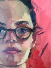 Load image into Gallery viewer, Original oil painting on panel Female portrait woman with glasses portraiture
