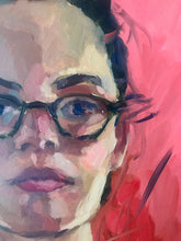 Load image into Gallery viewer, Original oil painting on panel Female portrait woman with glasses portraiture