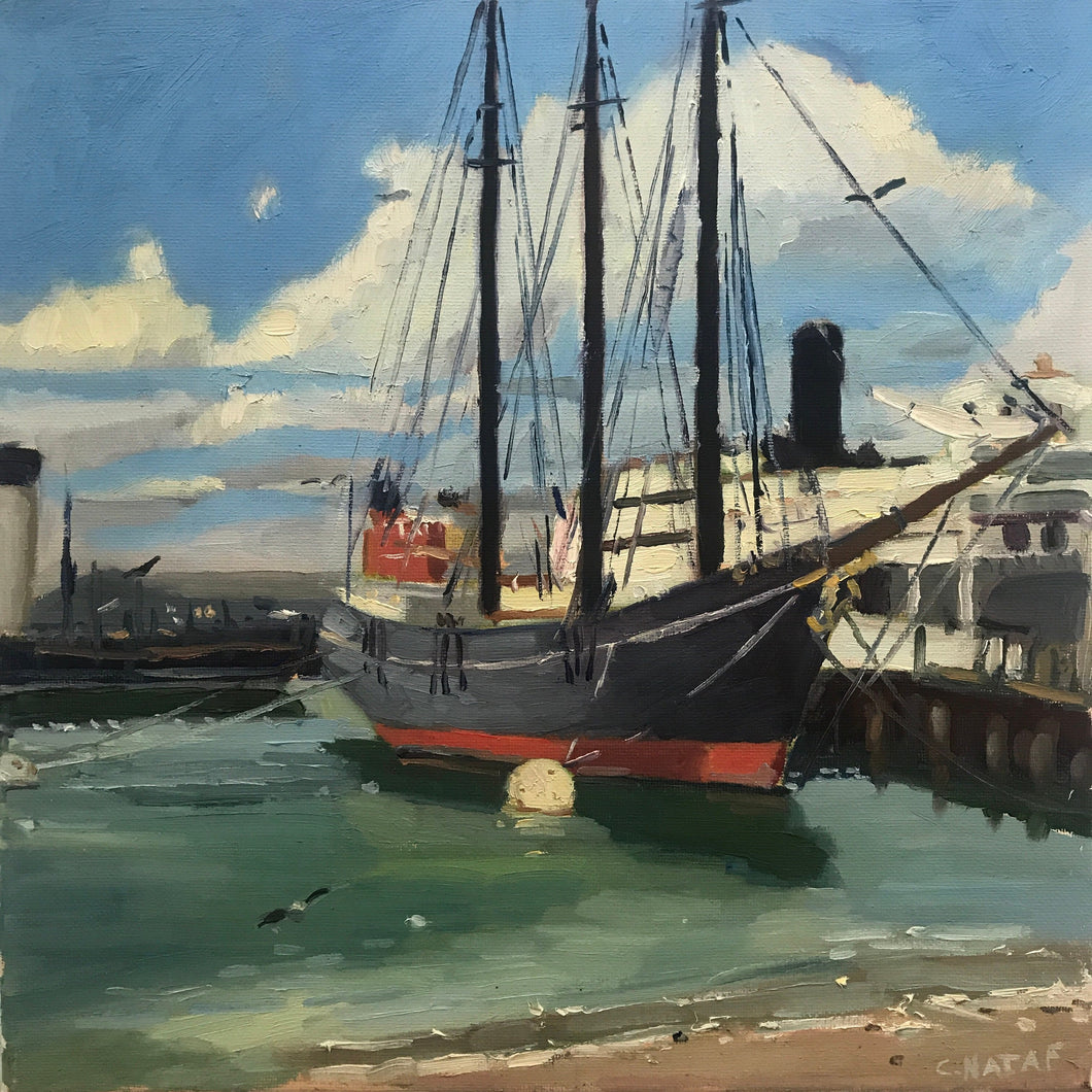 Original painting San Francisco Marina Painting Plein Air Painting Oil on Canvas allaprima landscape painting boat