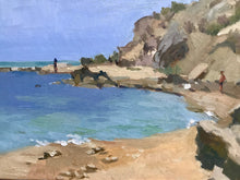 Load image into Gallery viewer, Sicilian beachscape Torre di Salsa landscape oil painting Sicily Italy seascape beach original art on panelled canvas near Agrigento