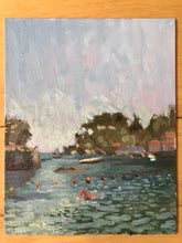 Load image into Gallery viewer, Sicily Italy original painting on panel. Taormina Isola Bella landscape painting. summer landscape painting. Figurative oil painting Italy