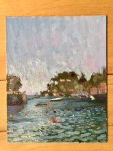 Load image into Gallery viewer, Sicily Italy original painting on panel. Taormina Isola Bella landscape painting. summer landscape painting. Figurative oil painting Italy