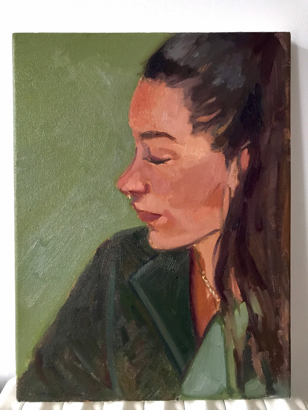 Female Portrait painting Heloise profile portraiture oil painting on canvas woman profile