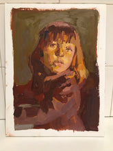 Load image into Gallery viewer, Original oil painting on paper. Portrait of a child allaprima portraiture