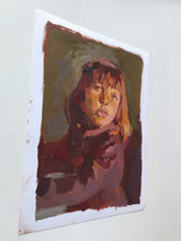 Load image into Gallery viewer, Original oil painting on paper. Portrait of a child allaprima portraiture
