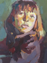 Load image into Gallery viewer, Original oil painting on paper. Portrait of a child allaprima portraiture