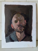 Load image into Gallery viewer, Original oil painting on paper. Portrait of a man in chiaroscuro
