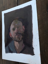 Load image into Gallery viewer, Original oil painting on paper. Portrait of a man in chiaroscuro